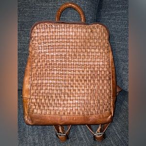 Anthropologie Vilenca Holland Woven Leather Backpack EUC
